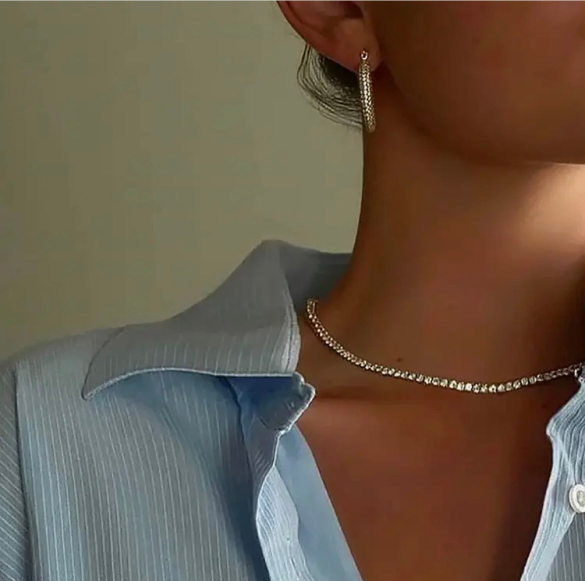 Vanessa Silver Crystal Tennis Necklace