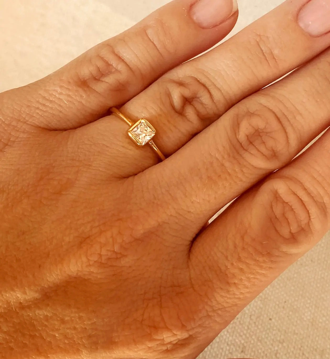 I'm Ready To Love You Forever CZ Square Ring 18K