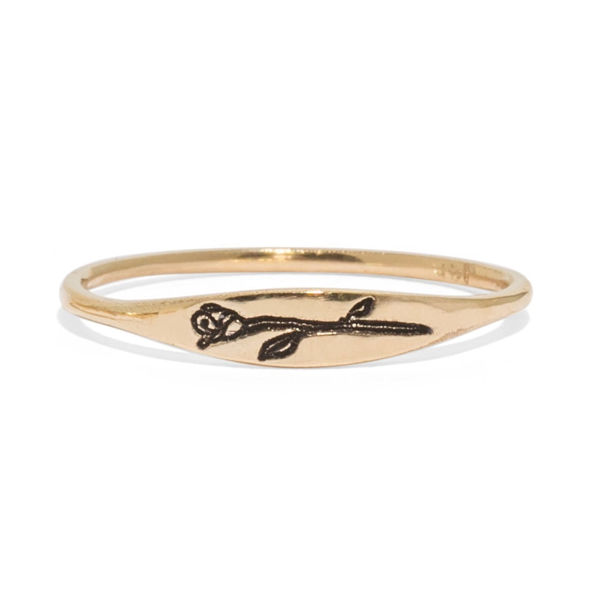 Dainty Signet Engraved Rose Ring