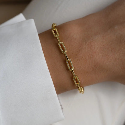 Paperclip Bracelet with Diamonds